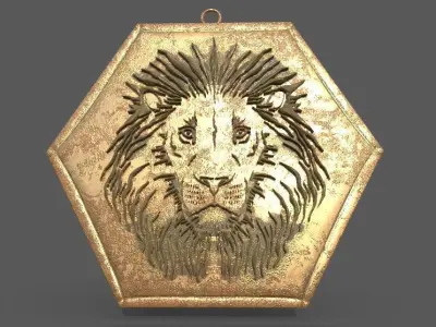  lion pendant 3D print model Low-poly 3D model