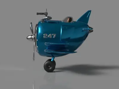 Cartoon Aircraft Code 247  Low-poly 3D model
