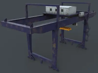 PBR Rail Mounted Gantry Crane RMG V1 - Blue Dark Low-poly 3D model