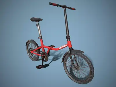 Single-speed Folding Bicycle Low-poly 3D model