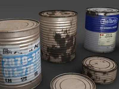tin cans Low-poly 3D model purchase