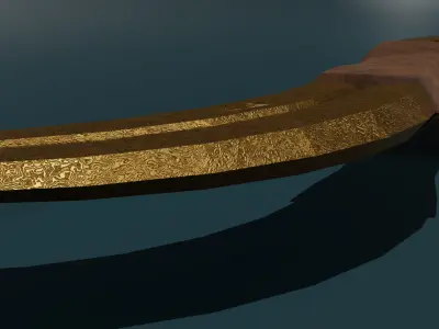 game ready low poly sword golden horn Free low-poly 3D model