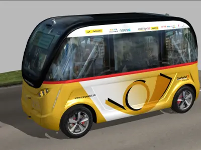 CarPostal driverless electric bus Low-poly 3D model