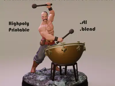  Kozak Ukrainian war drummer Cossack highpoly 3d model 3D print model