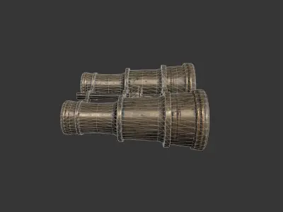 Old Binoculars - Vintage Binoculars - Brass - Binoculars  Low-poly 3D model