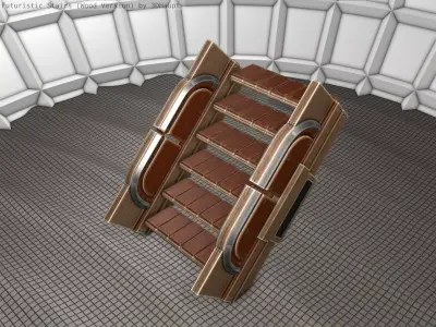 Wood Stairs Construction Element 23 Low-poly 3D model