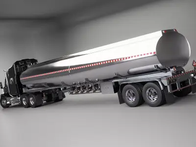 Generic Semi Truck Sleeper with Tanker Trailer 3D model