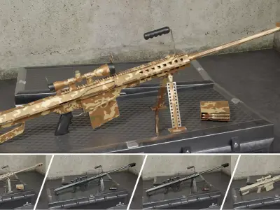 M82 Barrett Game Ready 5 Textures Low-poly 3D model Low-poly 3D model get
