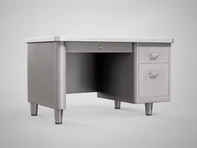 Retro Office Table - Vintage Office Desk Gameready AAA Low-poly 3D model