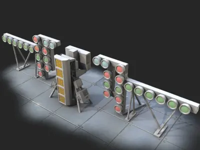 Fresnel lensoptical aid system of Aircraft Carrier Low-poly 3D model