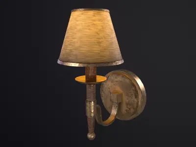Old Wall Lamp PBR Low-poly 3D model