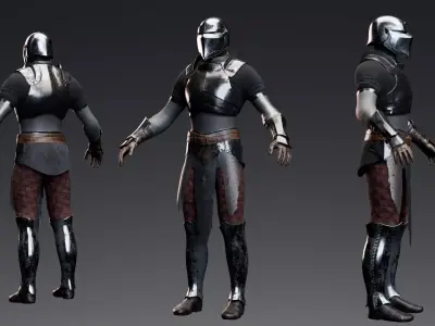 Medium Armored Warrior Knight V1 - Unreal Engine Project Low-poly 3D model