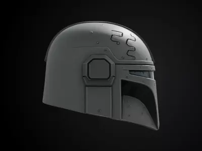 Stylized Interstellar Bounty Hunter Helmet - Deep Space Tracker 3D print model