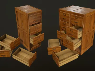 Filing Cabinets - PBR Game Ready Low-poly 3D model