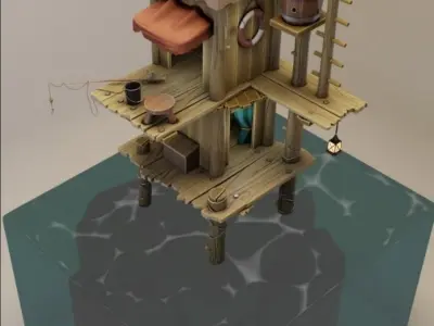 Stylized Environment Fish Dock 3D model