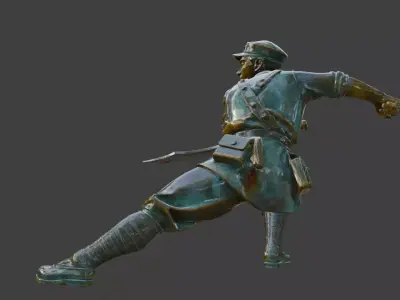 Military sculpture warrior  military battle war hero  soldier 3D print model 23