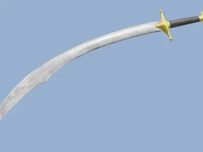 Scimitar curved sword Low-poly 3D model