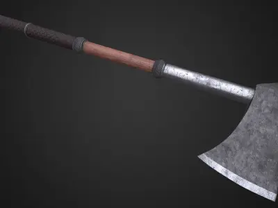 Medieval axe Low-poly 3D model 11