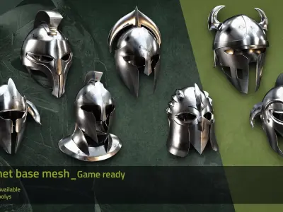 14 Warrior Helmet BASE MESH vol 01 Low-poly 3D model