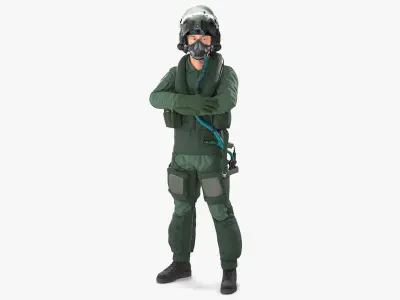 Jet Fighter Pilot Fur Rigged  purchase 3D model