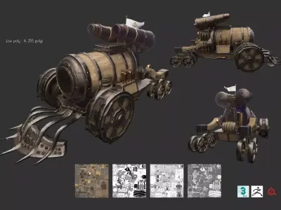 Steampunk Char Low-poly 3D model