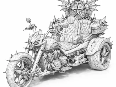 Luxury Gothic Devil Throne Trike Motorcycle 3D model