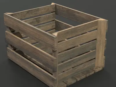 Wooden Fruit Crate 03 Low-poly 3D model