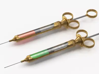 syringe two syringes Low-poly 3D model