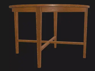 Wood Round Table  Game Ready PBR Low-poly 3D model