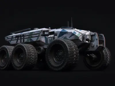 Technical Vehicle White Unreal Engine Rigged UE4 8K Textures Low-poly 3D model
