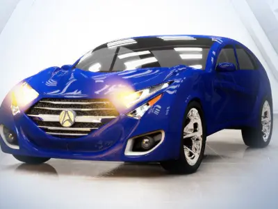3d Card Model car in futuristic setting Free low-poly 3D model