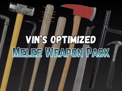 Game-Ready Melee Weapons Pack - Unity - Unreal - Low Poly PBR Low-poly 3D model