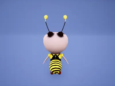 Stylized Bee Character Rigged Cartoon Style Low-poly 3D model