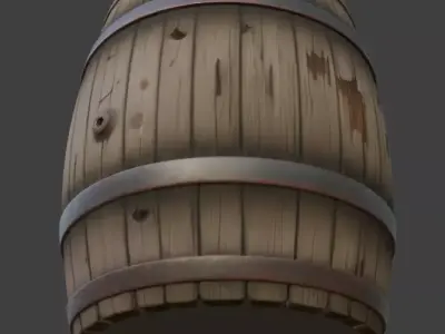 Wooden Barrel Game Ready 3D model