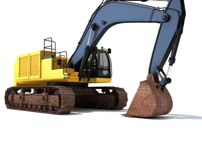 Yellow Excavator 3D model