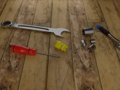 Garage Tools Collection Visualization Low-poly 3D model