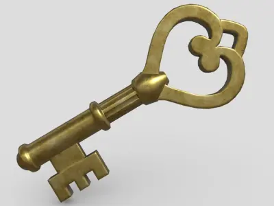 Key 2 golden Low-poly 3D model