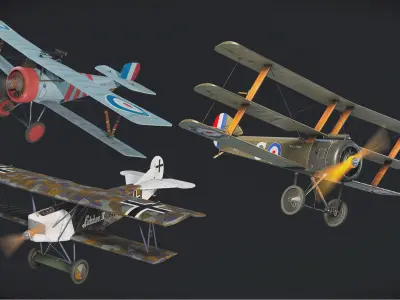 Airplanes WW1 Collection GameReady 3D model