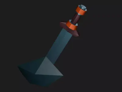 Low Poly Sword Game Ready and Textured Free 3D model