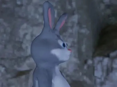 Rabbit cute cartoon rabbit animated in blender for kids Free 3D model