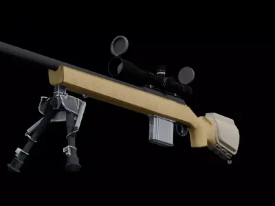 Sci-Fi Heavy Railgun Anti-Material Sniper Rifle Game Ready Low-poly 3D model