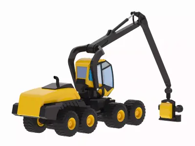 Harvester Forestry Scorpion Low-poly 3D model