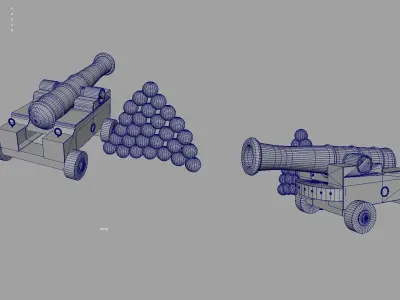 Artillery cannon 3D model