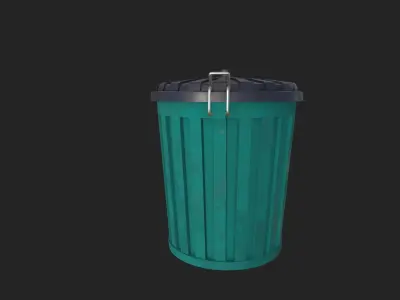 plastic trash bin  Low-poly 3D model