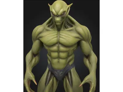 Alien Reptilian Creature Muscle Futuristic Sci Fi Low-poly 3D model