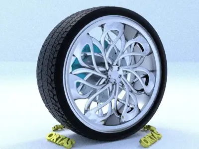 ORTAS CAR RIM 16 GAME READY RIM TIRE AND DISC 3D model