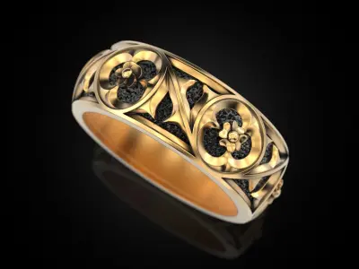 Gothic ornament Ring pattern V2 3D print model