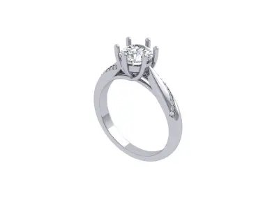 Solitaire Engagement Art Deco Ring 3D print model 46