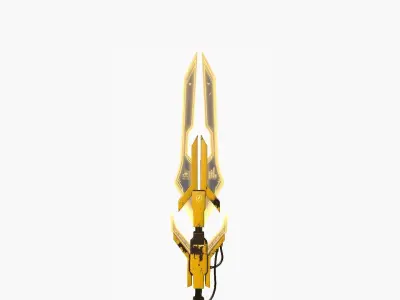 SciFi War Spear A08 Yellow - Character Design Fashion Low-poly 3D model