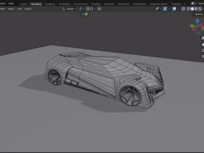 Futuristic Sports Car High Detail Sci Fi Vehicle Concept 3D model